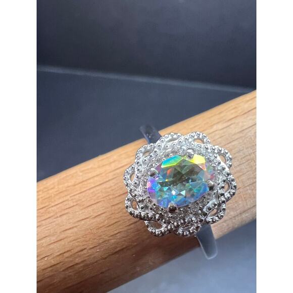 NEW Mercury Mystic topaz zircon celestial halo ring in sterling silver size 10 - Picture 9 of 16